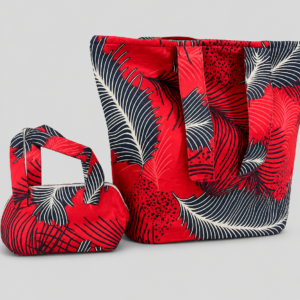 Matching Tote + Cosmetic Bag   (Floral Red+black)